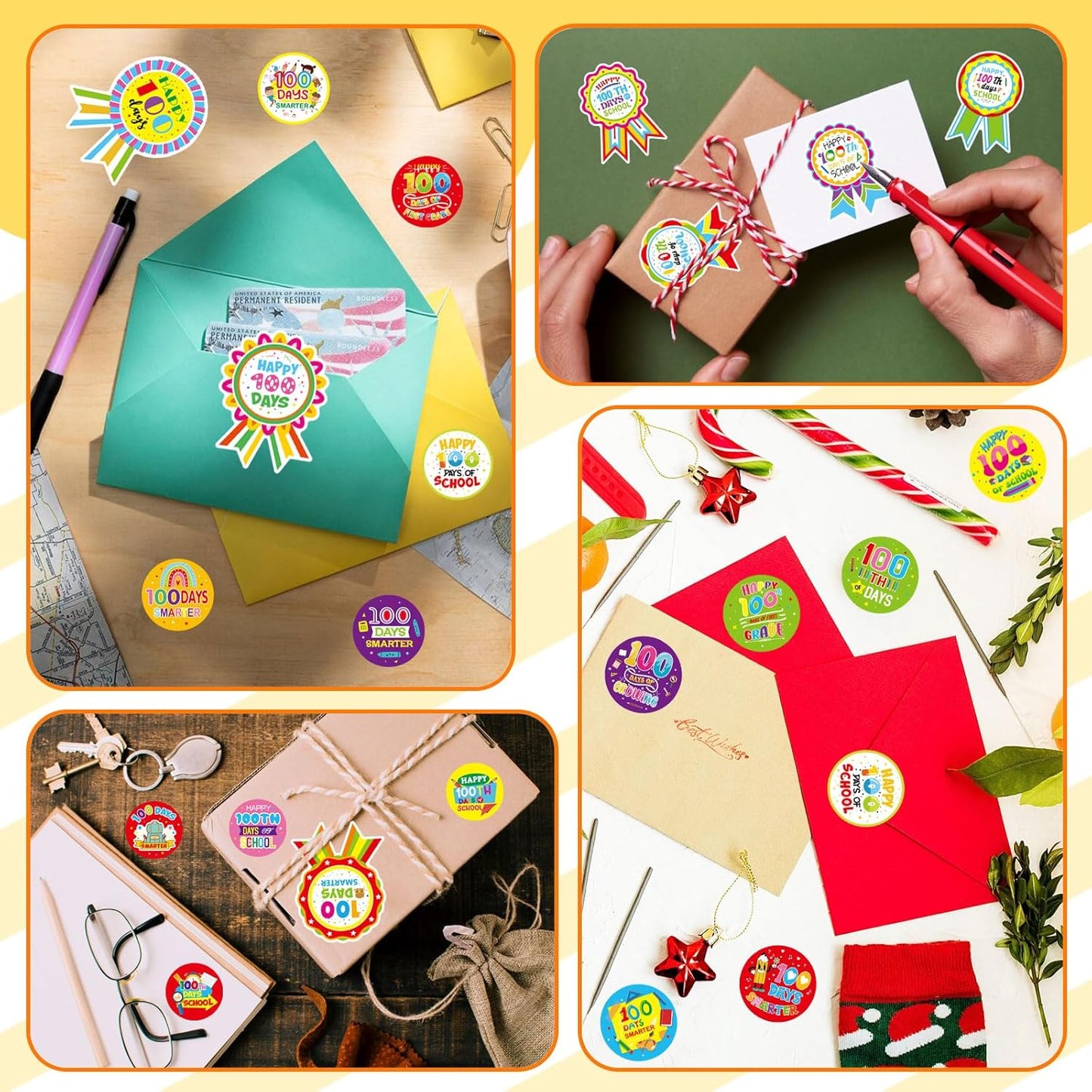 192 PCS Happy 100 Days of School Stickers for Kids, 100th Day Smarter Badge Reward Stickers, Teacher Reward Smarter Sticker School Party Favors