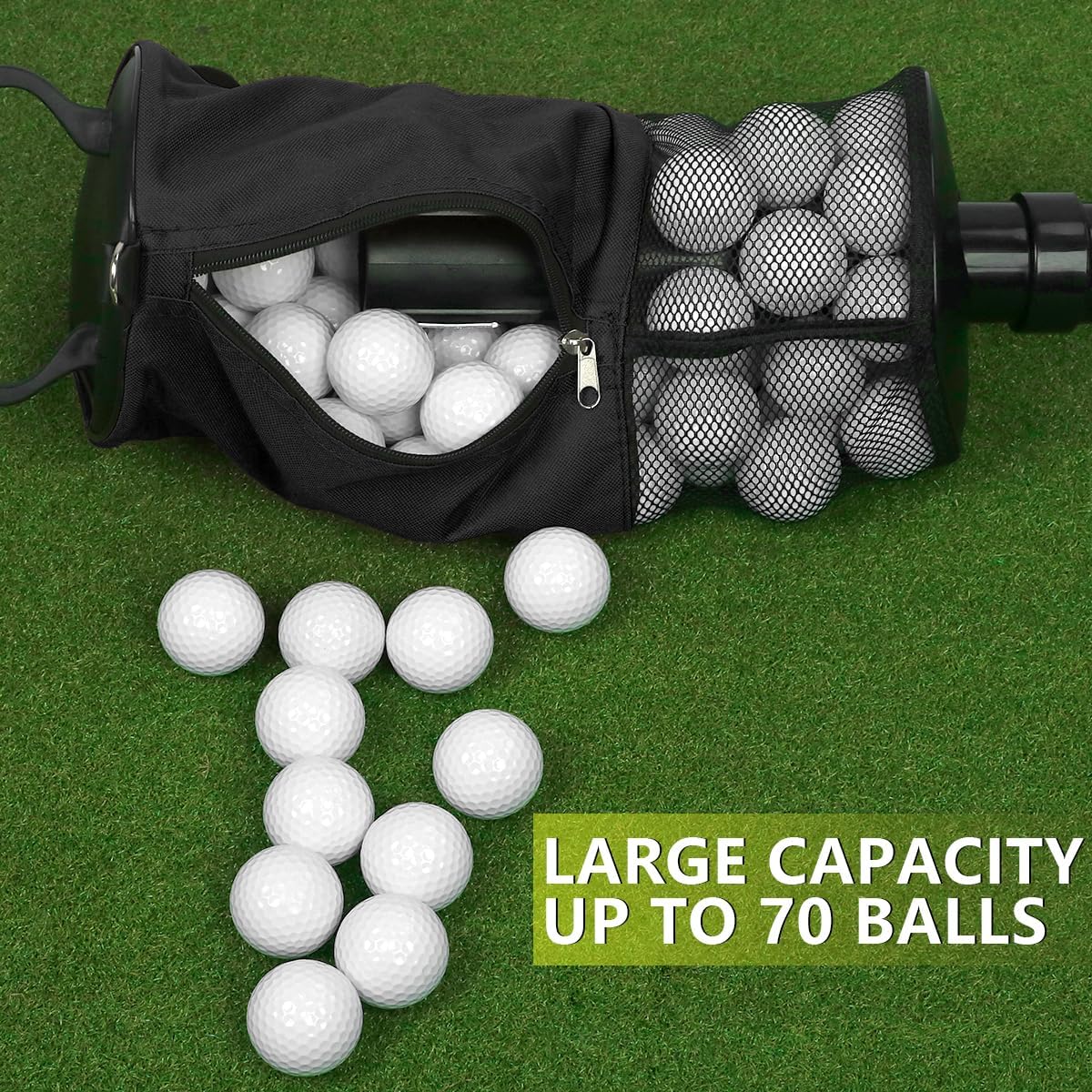 HOW TRUE Golf Ball Retriever, Portable Shag Bag Golf Ball Pick Up with Removable Plastic Tube, Pocket Shagger Storage