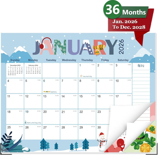 GuassLee Desk Calendar 2026-2028,36 Months 22" x 17" Large Calendar from January. 2026 to December. 2028,Desktop/Wall Monthly Planner with Julian Date and Thick Paper for Office Home School
