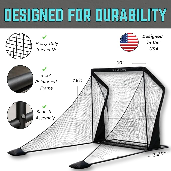 GOLFPAPI Pro Golf Practice Net – Heavy‑Duty 7.5ft & 10ft Steel Frame Hitting Net - Image 2