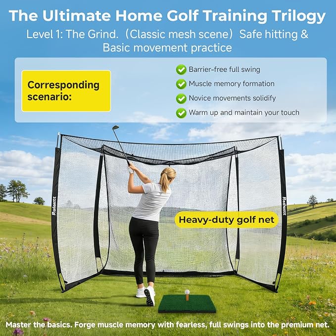 10x8 ft Golf Practice Hitting Net Cage Enclosure - Image 2