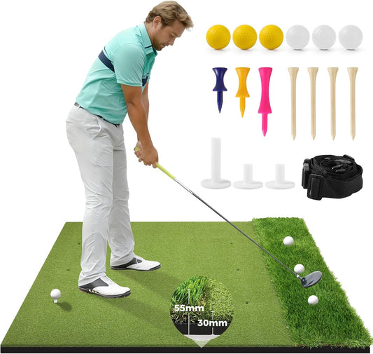 5x4ft 30MM Golf Mat - Dual-Turf Golf Hitting Mat Practice for Backyard, Driving Range, Indoor & Outdoor Practice Hitting, Swing & Chipping