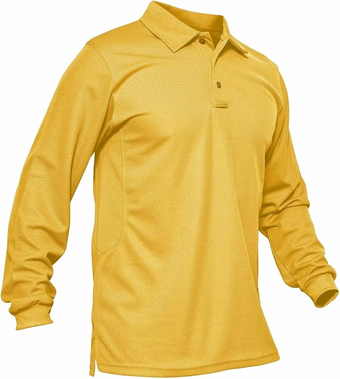 MAGCOMSEN Men's Polo Shirts 3 Button Quick Dry Performance Long Sleeve Tactical by MAGCOMSEN