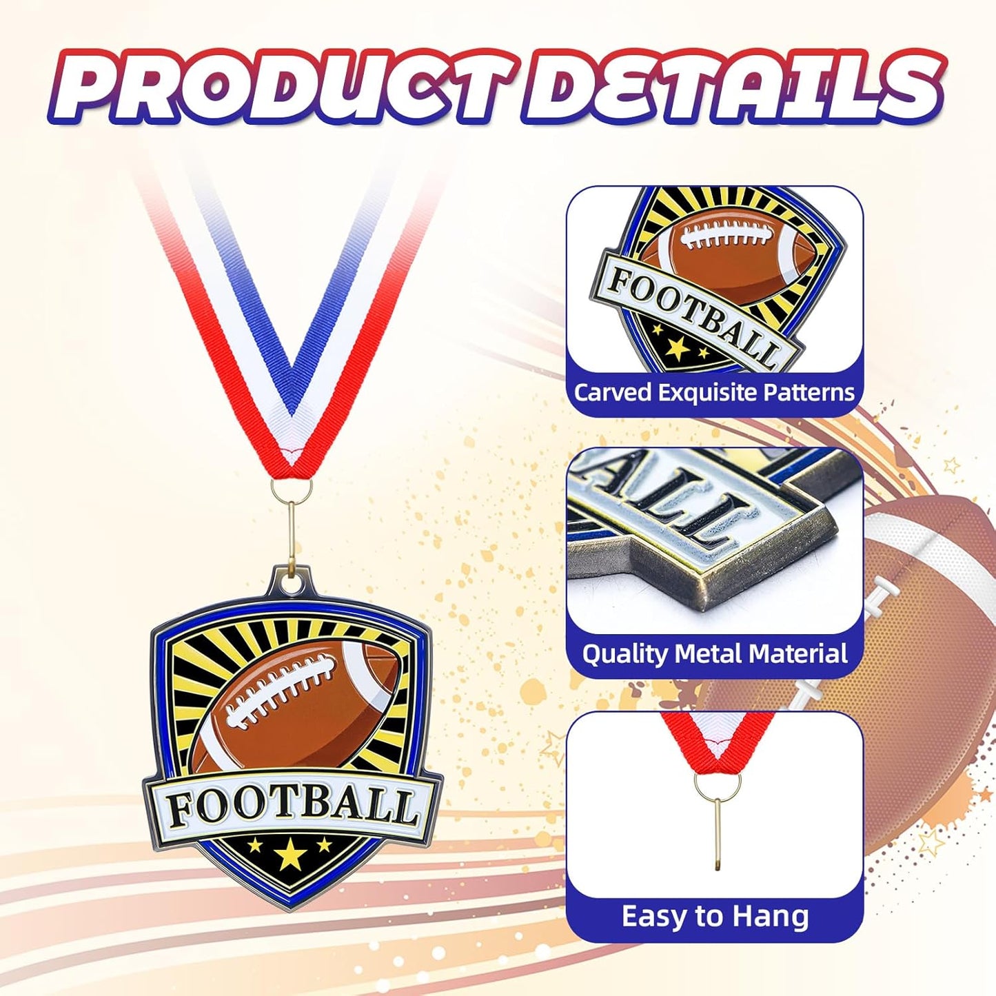 10/20 /30/40 Pcs Award Medals Bulk Sports Medals with Neck Ribbons 2.4 Inch Winner Award Trophy Prize Gift for Sports Themed Party Favors Tournaments School Match
