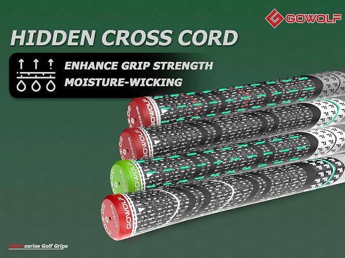 Gowolf Premium Cross Corded Natrual Rubber Golf Grips 13 Pack, Back Rib - Image 4