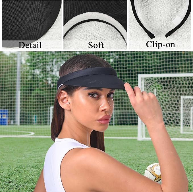 3 Pack Sports Sun Visor Hat Women Men Adjustable Clip On Visors Outdoor Golf - Image 3