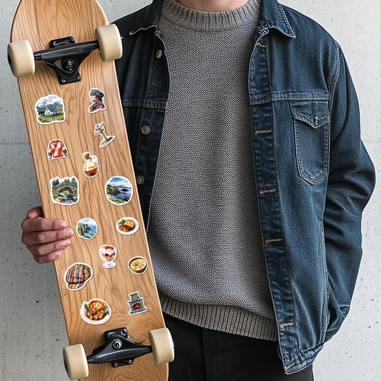 108 PCS Scotland Travel Stickers, Waterproof Vinyl Scottish Vacation Decals, Watercolor Aesthetic Stickers for Journals, Tumblers, Scrapbooks, Laptop, Phone, Guitar, Luggage