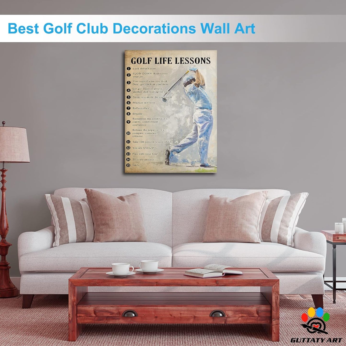 GUTTATY Golf Wall Art, Vintage Golf Pictures Posters Canvas Print Wall Decor for Golfer's Man Cave Home Ofice Ready to Hang (18x24 Inches)