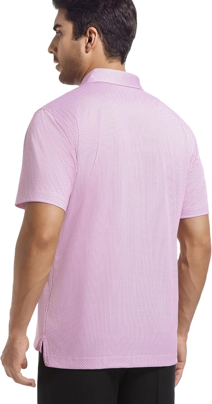 Alex Vando Mens Golf Shirt Moisture Wicking Classic Print Golf Shirts - Image 4