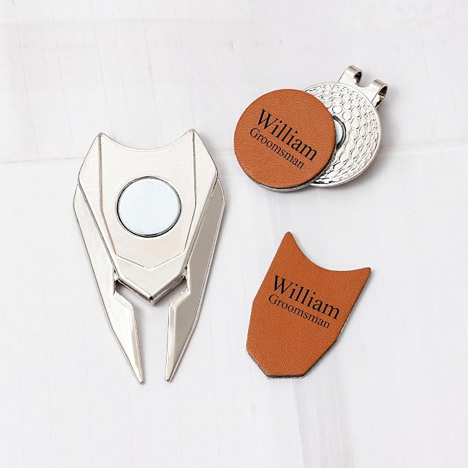 Personalized Leather Divot Repair Tool Set, Custom Golf Ball Marker - Image 3