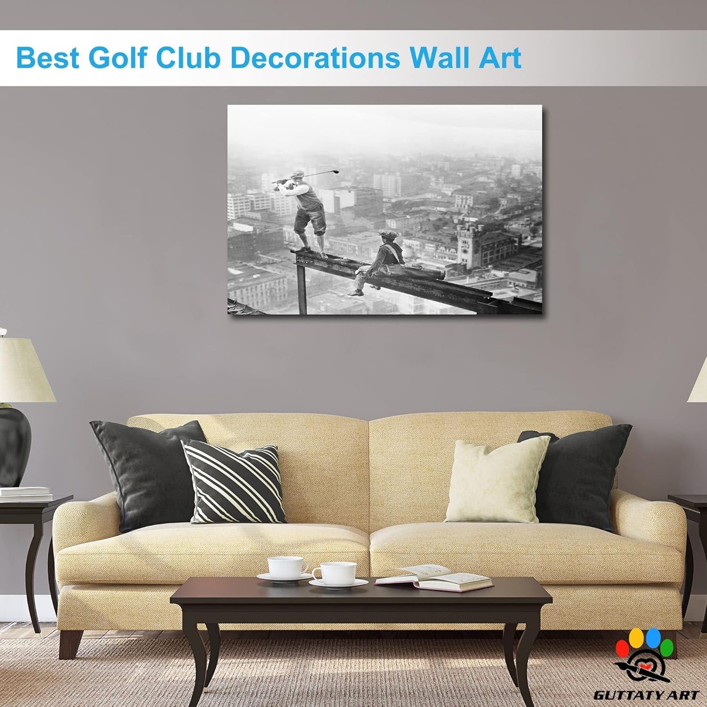 GUTTATY Golf Wall Art, Vintage Golf Pictures Posters Canvas Print Wall Decor for Golfer's Man Cave Home Ofice Ready to Hang (32x48 Inches)