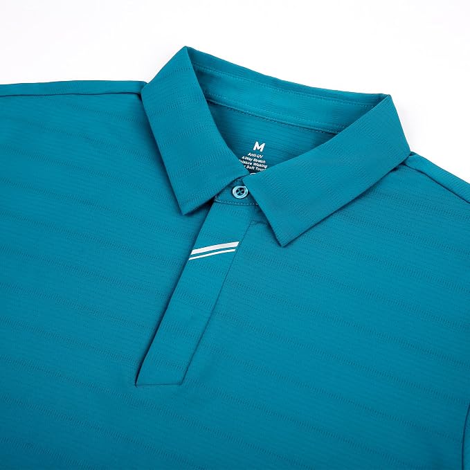 Esabel.C Jacquard Golf Shirts for Men Moisture Wicking Short Sleeve Performance - Image 2