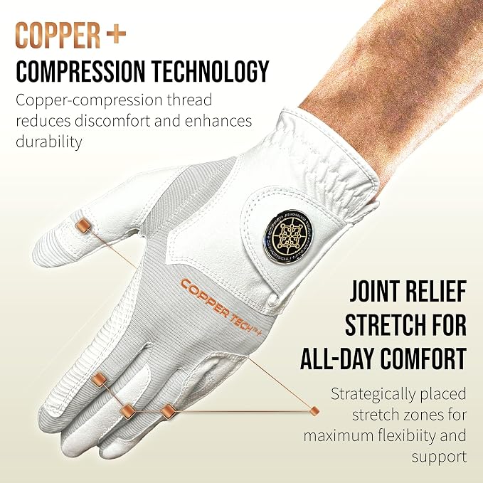 Copper Tech Golf Gloves Men Right Handed Golfer or Left Handed Golfer | Copper - Image 2