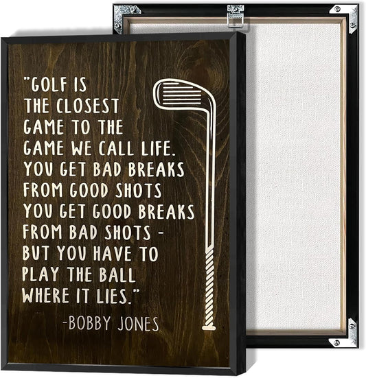 Golf Inspirational Quote Poster Classic Positive Quotes Pictures Wall Art Funny Life Lessons Saying Themed Prints Painting For Living Room Bedroom Office Wall Decor 16x24in Framed