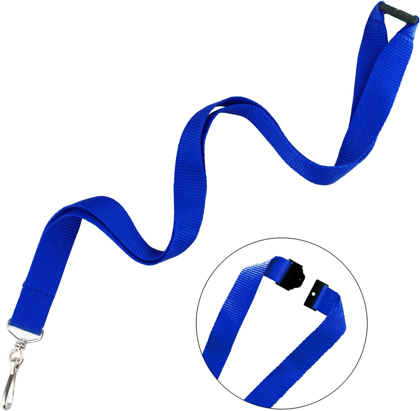 12 Pack Breakaway Lanyards for ID Badge Holder, Durable Neck Straps for Schools, Office, Cruise, Blue