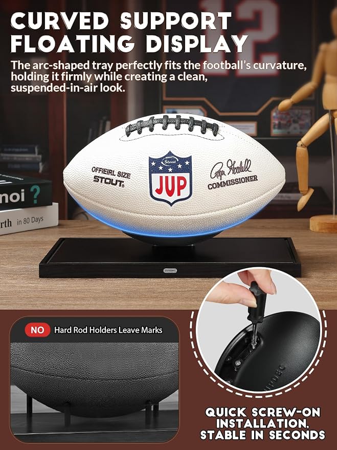 JupDec Football Display Case Full Size, Upgraded Clear Acrylic Box - Image 5