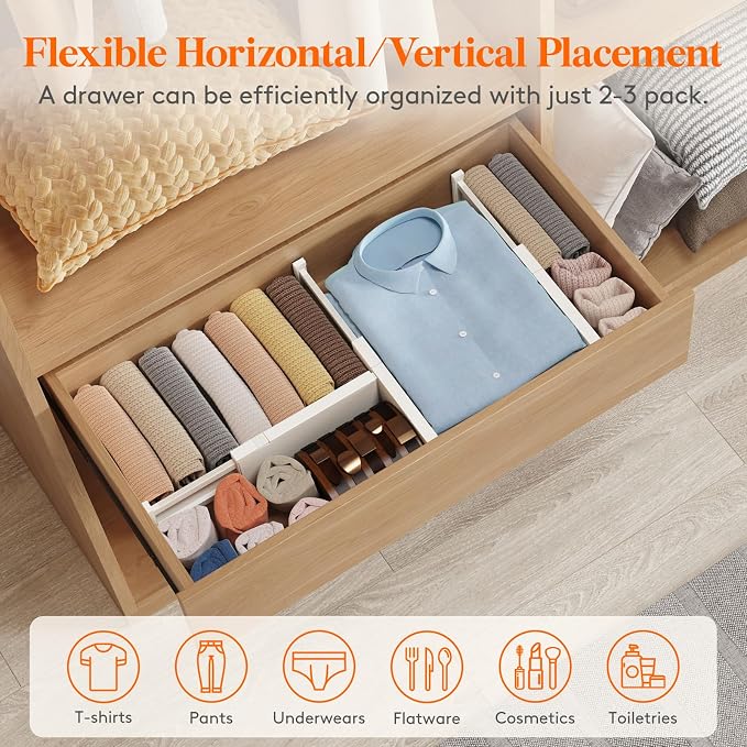 Lifewit 24 Pack Drawer Dividers 4" High, 11-17" Adjustable Dresser Drawer - Image 5
