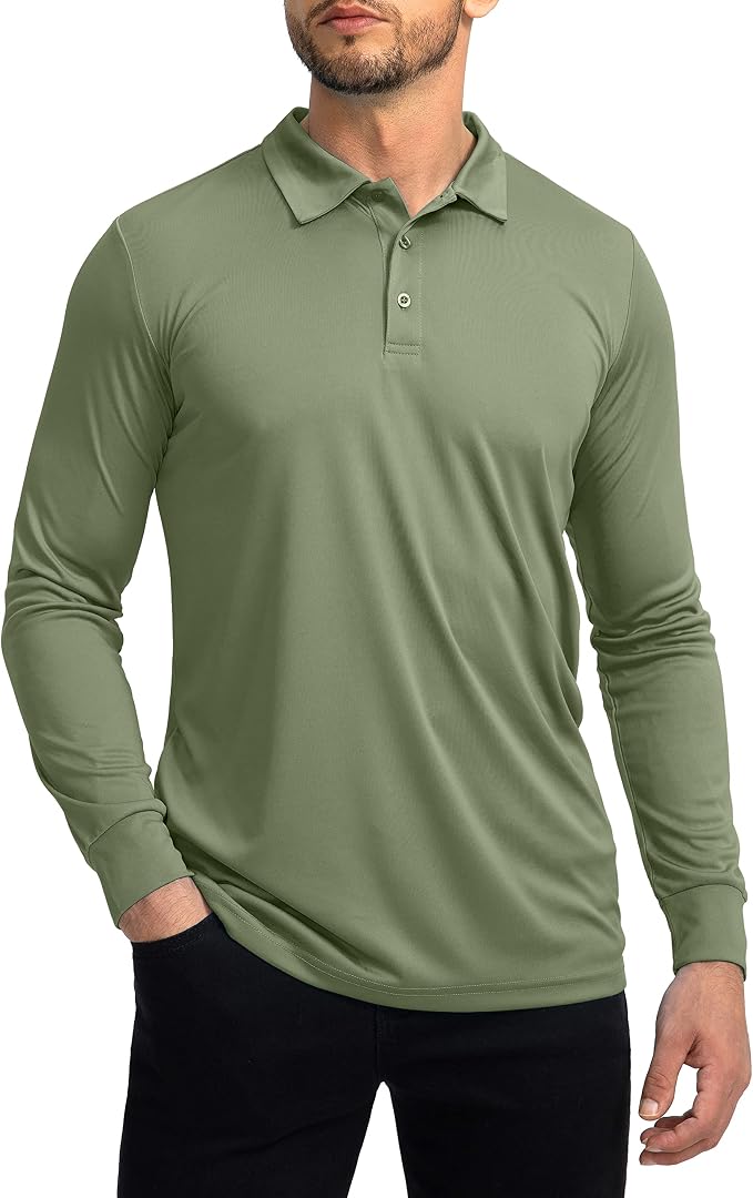Men's Polo Shirt Long Sleeve Golf Shirts Lightweight UPF 50+ Sun Protection by GGradual
