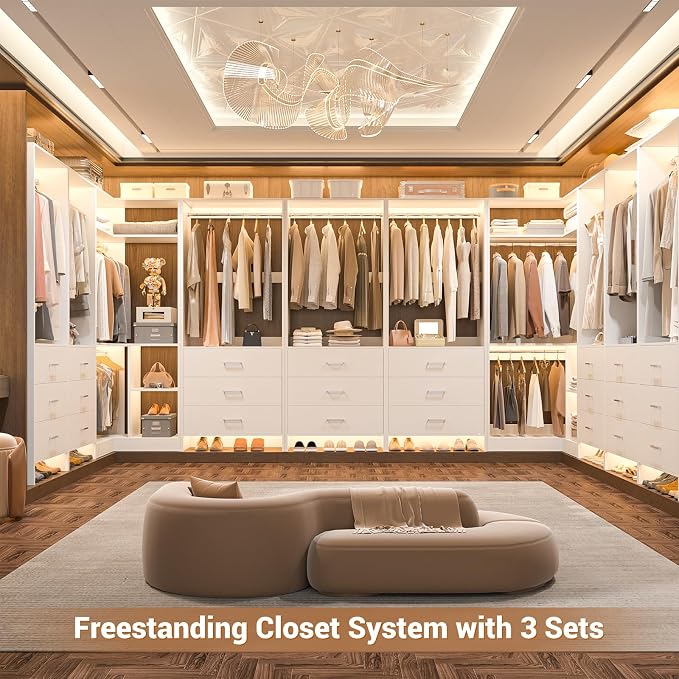 Aheaplus Closet System with 6 Drawers, 4 Hanging Rods & Corner Tower, Corner - Image 6