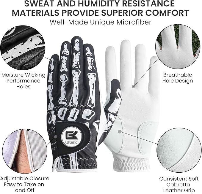 Golf Gloves Men Right Handed Golfer Left Hand Leather Stylish Value 2 Pack - Image 2