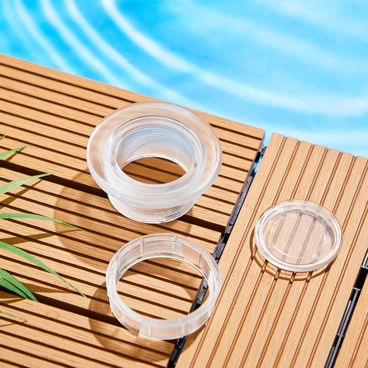 2 Sets Patio Table Umbrella Hole Ring Plug Cap Set, Outdoor Parasol Table Hole Cover Insert Thicker Patio Plug Ring for Outdoor, Yard, Garden(Clear)