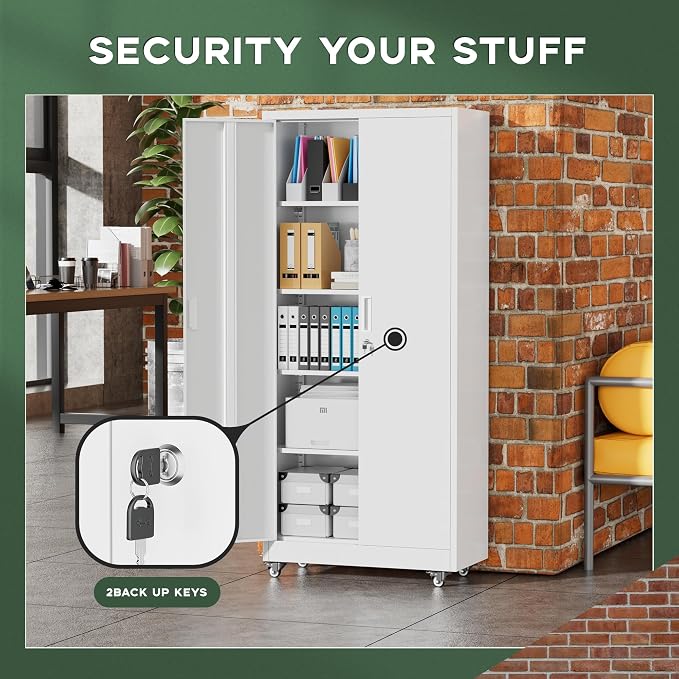 Greenvelly 73" Metal Storage Cabinet - Image 4