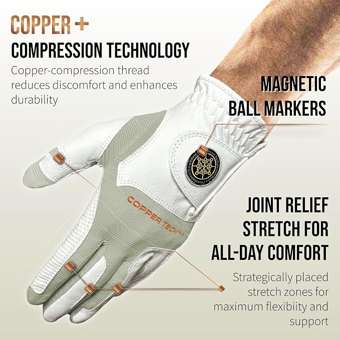 Copper Tech Golf Gloves Men Right Handed Golfer or Left Handed Golfer | Copper - Image 2