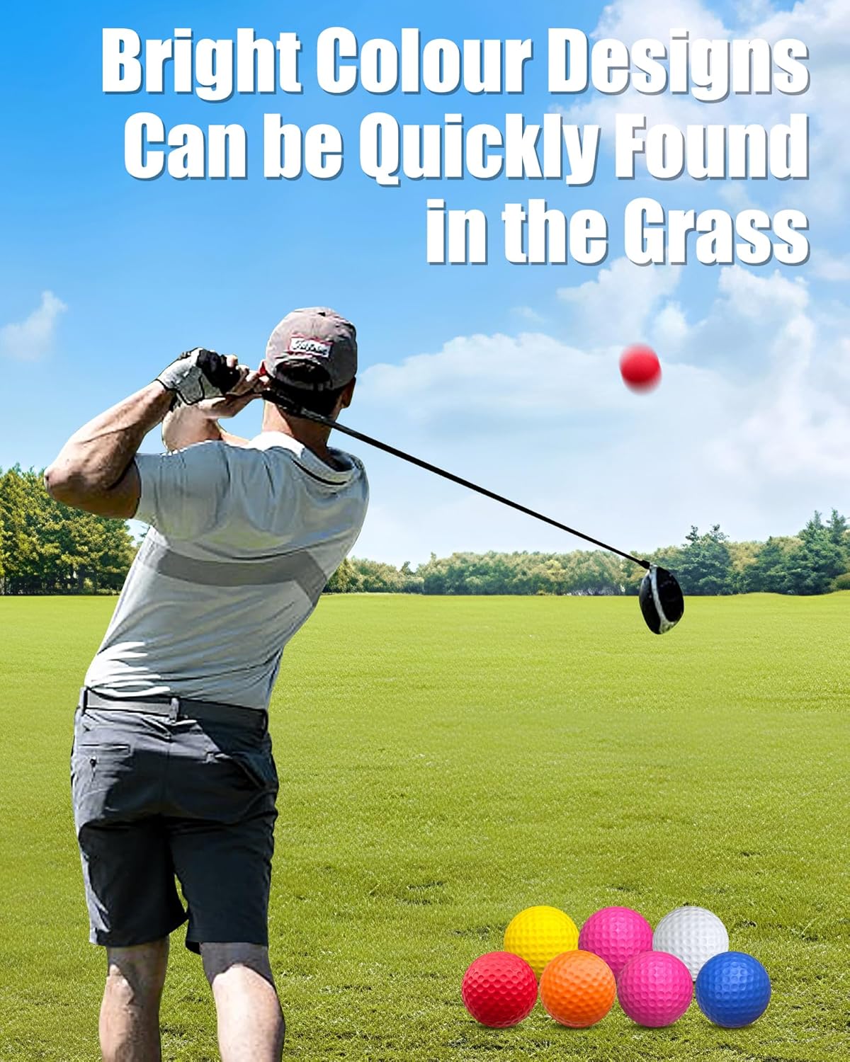 24 Pack Foam Golf Practice Balls,Practice Golf Balls for Backyard,Realistic Feel and Limited Flight Soft Golf Balls for Indoor or Outdoor Training