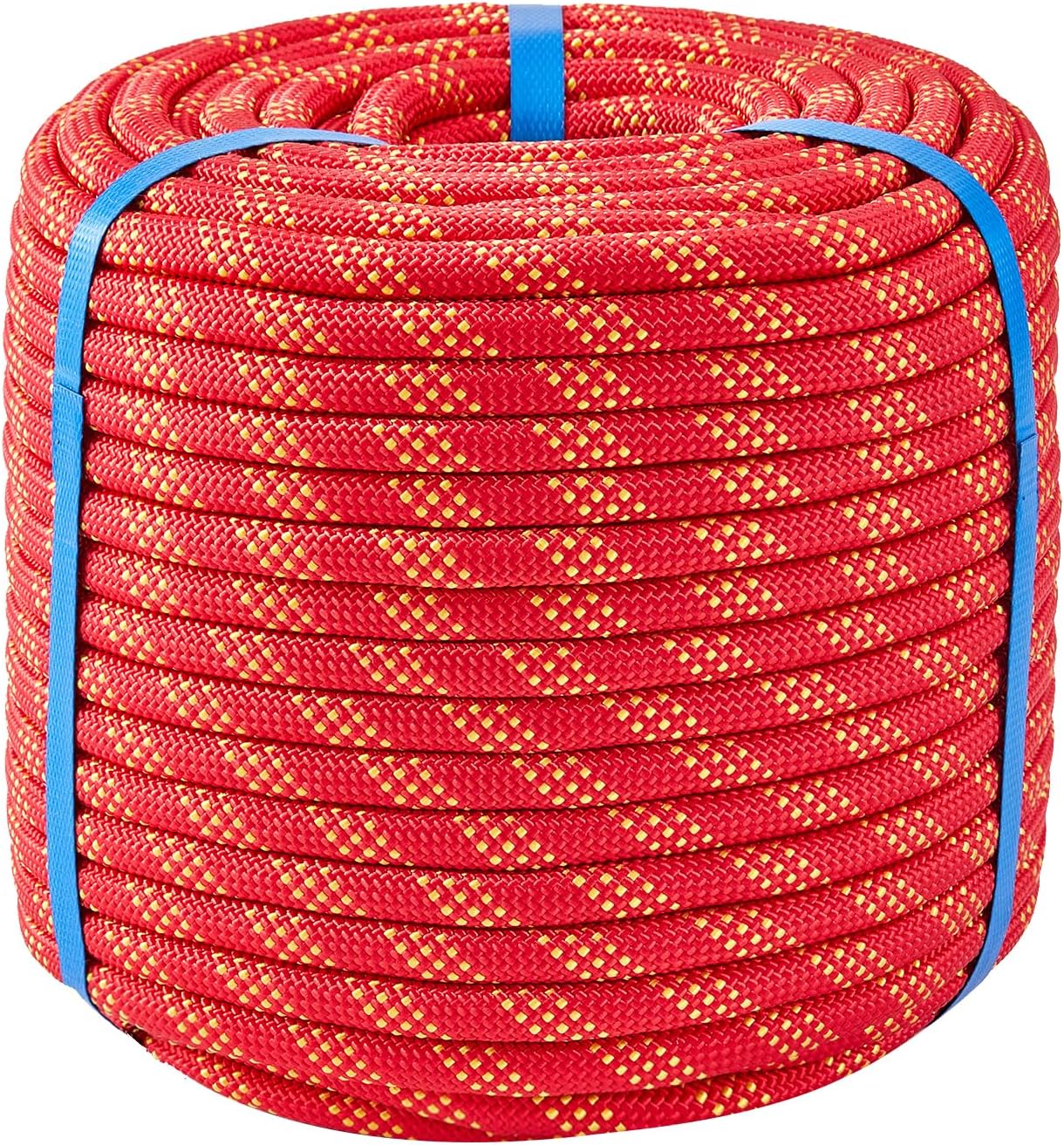 1/2 Inch 50ft Double Braided Polyester Arborist Rope, Heavy Duty Nylon Rope for Anchor, Tree Work, Cargo, Pulling, Sailing(Red)