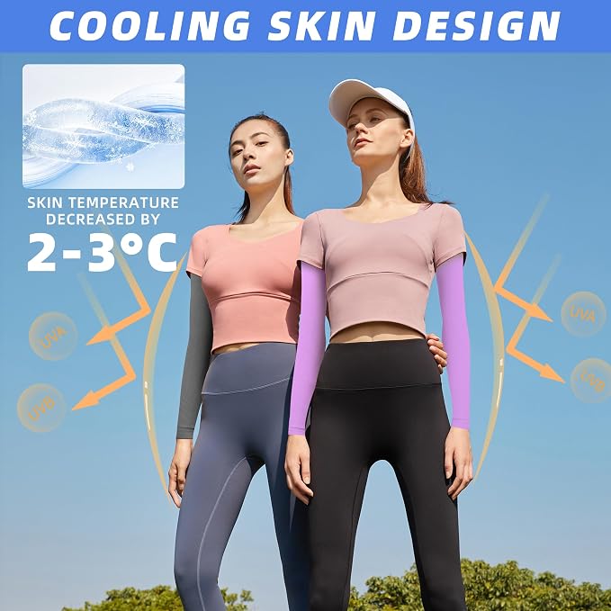 BHYTAKI UV Sun Protection Arm Sleeves, UPF 50 Sports Cooling Arm Compression - Image 5