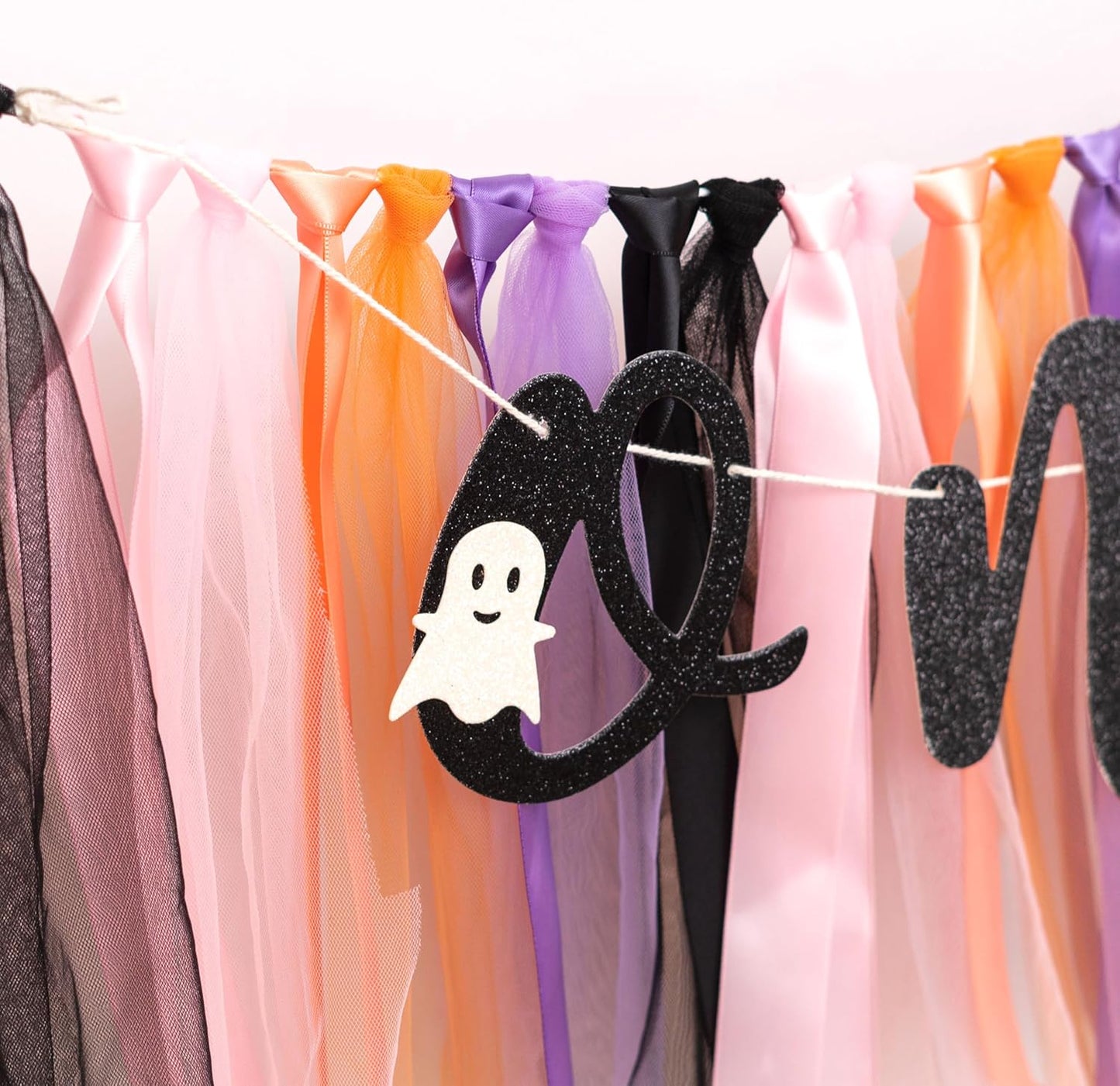 Halloween Spooky One High Chair Banner - Little Ghost Baby 1st Birthday Party Decoration Supplies, Halloween Themed Spooky Garland, Boo Ghost Sign Birthday Party Backdrop Decoration Banner