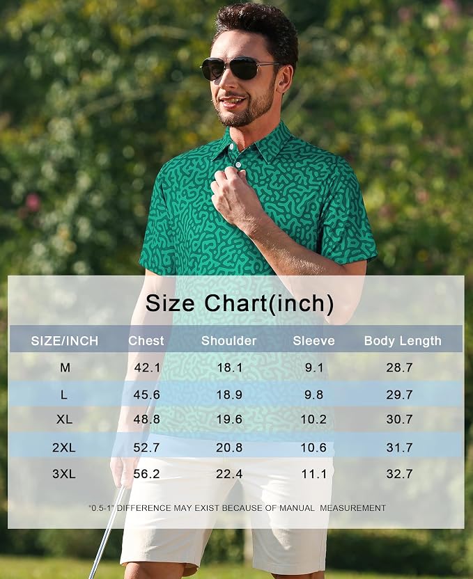 zeetoo Men's Polo Shirts Hawaiian Golf Polos Shirts Short Sleeve Performance - Image 7
