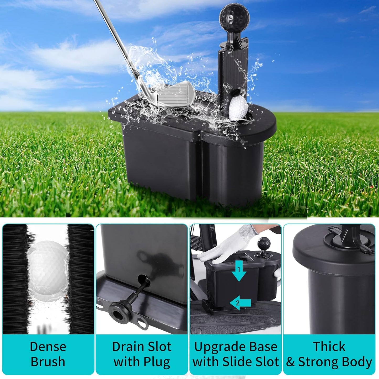 10L0L Golf Cart Ball Washer, Golf Club Head Cleaner for Yamaha, EZGO, Club Car, Star EV-Universal & Detachable