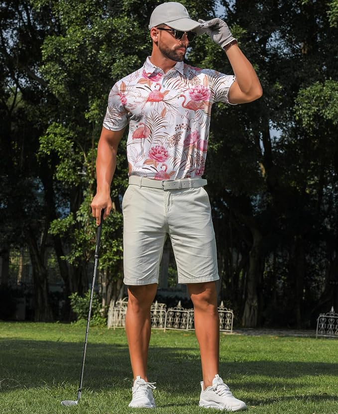 zeetoo Men's Polo Shirts Hawaiian Golf Polos Shirts Short Sleeve Performance - Image 4