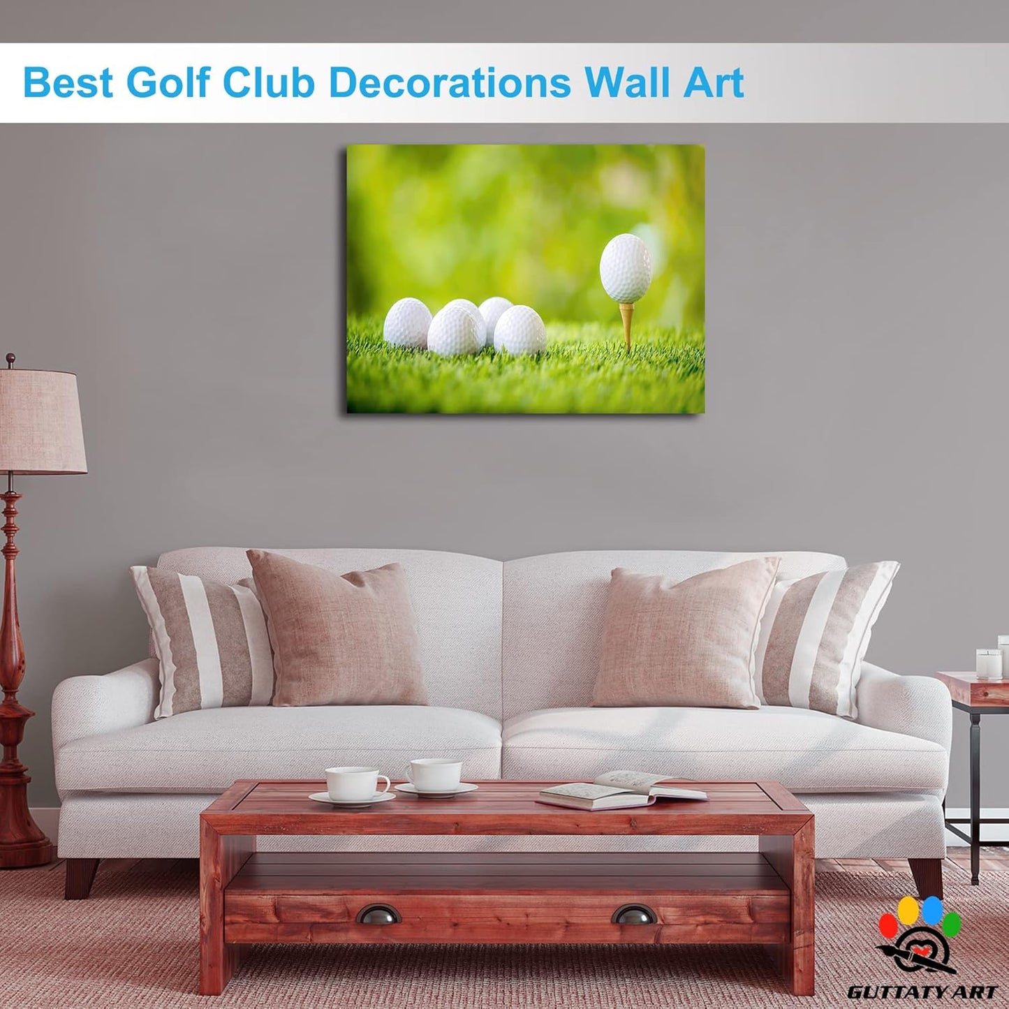 GUTTATY Golf Wall Art, Golf Pictures Posters Canvas Print Wall Decor for Golfer's Man Cave Home Ofice Ready to Hang (18x24 Inches)