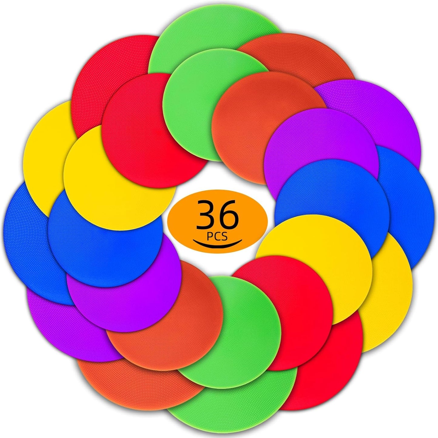 12/24Pcs Poly Spot Markers 9 inch Non-Slip Rubber Agility Training Markers Floor Dots Flat Field Cones for Football Basketball Soccer School Exercise Drills Gym Dance Practice 6 Colors