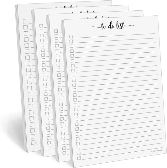 321Done To Do List Notepad - Pack of 4-50 Sheets (5.5 x 8.5) To-Do's Notepad Tear Off, Planning Memo Pad, Planner Checklist Organizing - Made in USA - Simple Script - College-Ruled