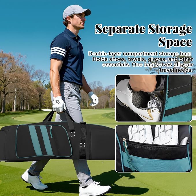 Golf Travel Bag with Wheels, Outdoors Heavy Duty 900D Polyester Waterproof - Image 6