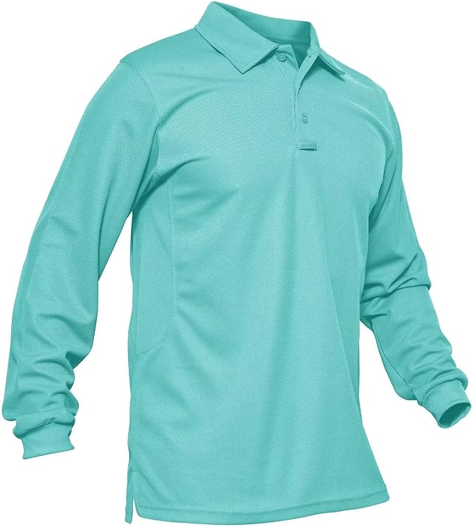 MAGCOMSEN Men's Polo Shirts 3 Button Quick Dry Performance Long Sleeve Tactical by MAGCOMSEN
