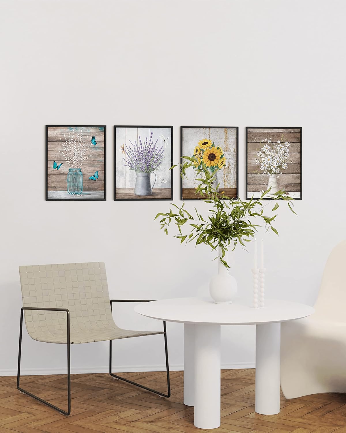 HAUS AND HUES Botanical Prints - Set of 4 Floral Posters, Wall Flower Pictures (Unframed 11x14)
