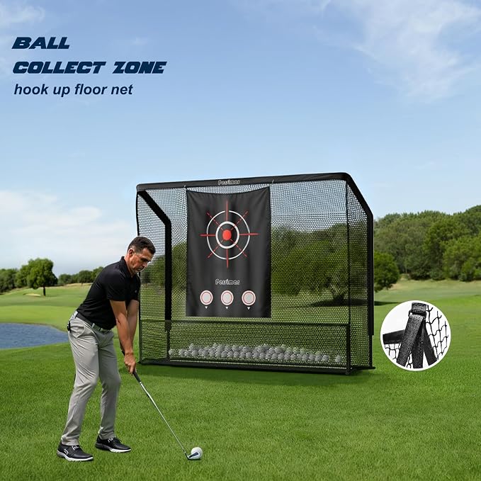 Golf Cage Practice Hitting Net, 10x7ft Heavy Steel Frame - Image 2
