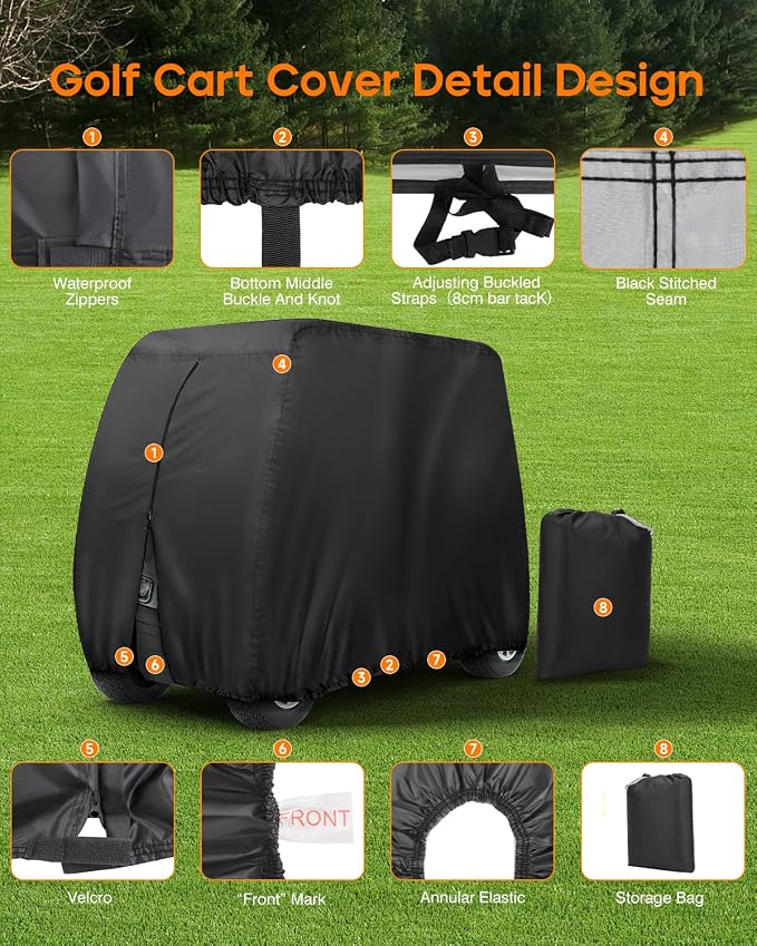 Golf Cart Cover 6 Passenger Heavy Duty, 420D Waterproof Golf Cart Covers - Image 3