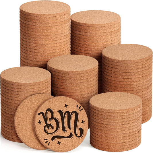 160 Pieces Cork Coasters for Drinks, GOH DODD Thicken Absorbent Blank Coasters for DIY Crafts Laser Engraving Sublimation Wood Burning Plants Painting Housewarming Gifts Wedding, Round, 4 Inch