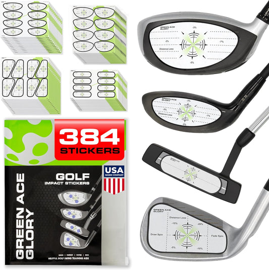 Golf Impact Tape - 384 or 160 Golf Impact Stickers - Impact Tape for Golf Clubs for Drivers, Woods, Irons, Putters | Great Golf Aid - No Residue Golf Stickers, Easy Peel Golf Tape for Perfect Shots