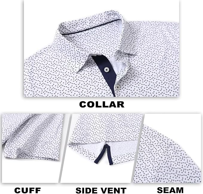 M MAELREG Mens Golf Shirt Short Sleeve Dry Fit Print Moisture Wicking - Image 5