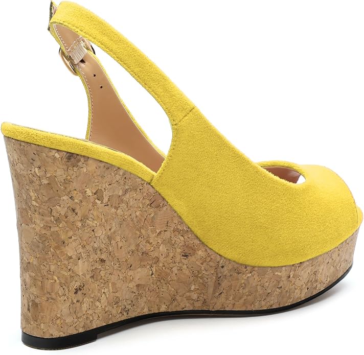 Womens Wedge Platform Sandals Peep Open Toe Slingback Buckle High Heel Dress - Image 5