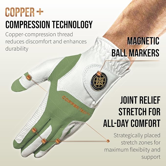 Copper Tech Golf Gloves Men Right Handed Golfer or Left Handed Golfer | Copper - Image 2