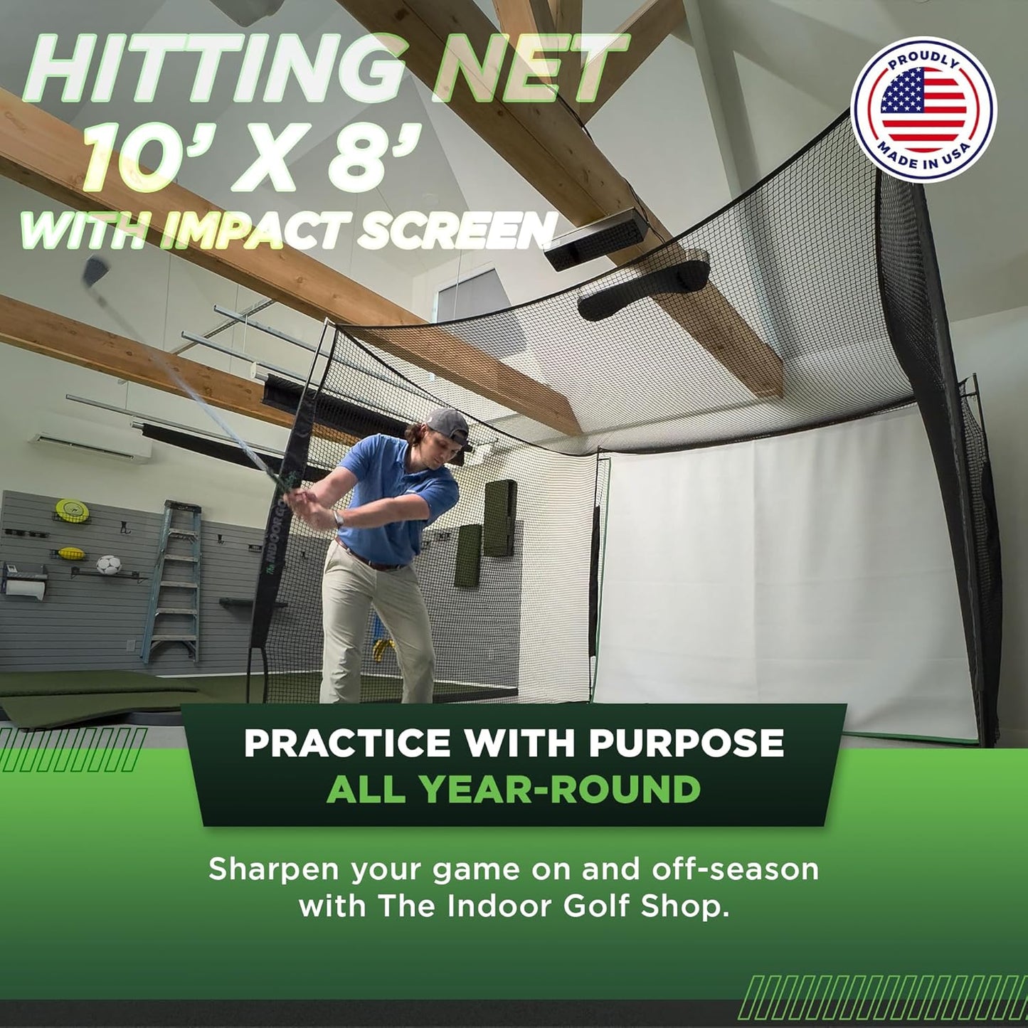 Hitting Net with Target Knotless Golf Net for Indoor and Outdoor Practice - Arrives Ready to Assemble and Use