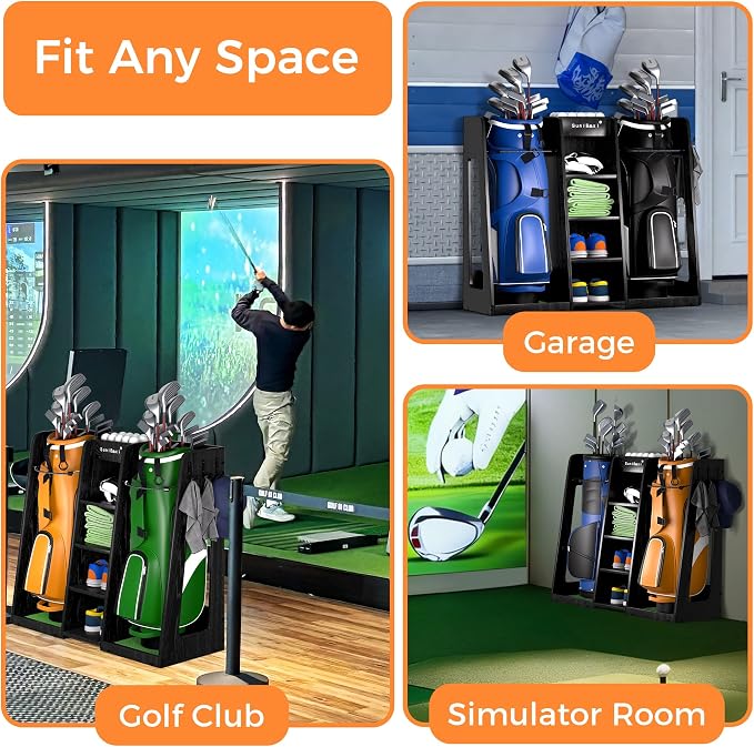 Wooden Golf Storage Organizer for Garage, Premium Golf Bag Holder Rack for - Image 6