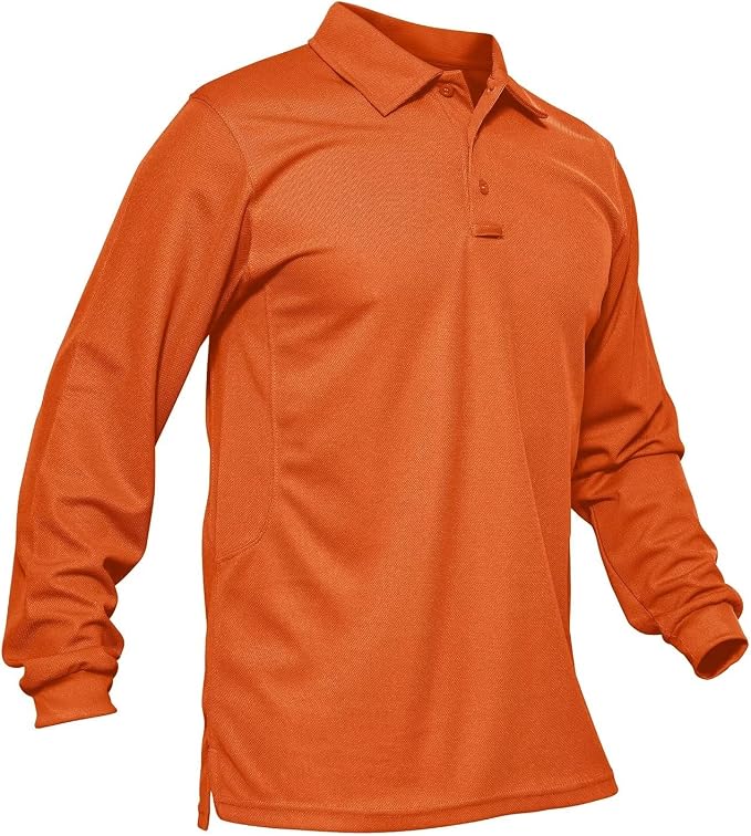 MAGCOMSEN Men's Polo Shirts 3 Button Quick Dry Performance Long Sleeve Tactical by MAGCOMSEN
